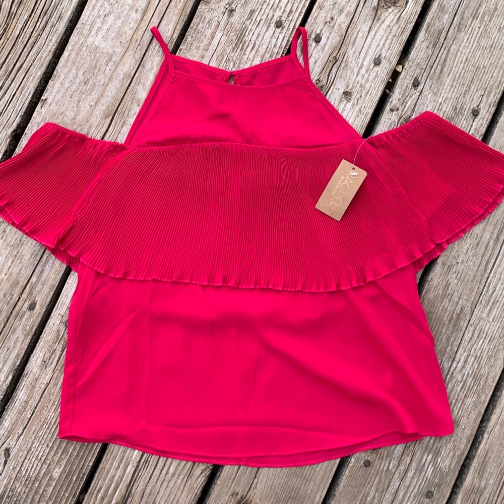 Rachel Roy Fuchsia off the shoulder pleated top